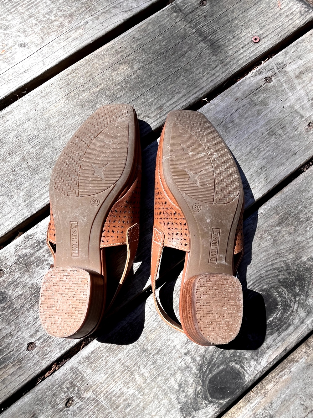 PIKOLINOS Tan Perforated Leather Slingback Flats - Picture 3 of 3